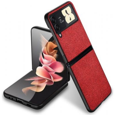 Pouzdro Shockproof Sea Sand Cloth Texture Samsung Galaxy Z Flip 3 červené – Zboží Mobilmania