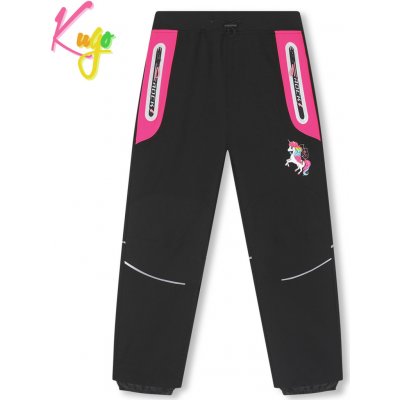 Kugo softshellové kalhoty+fleece HK2512 černá s růžovou – Zboží Mobilmania