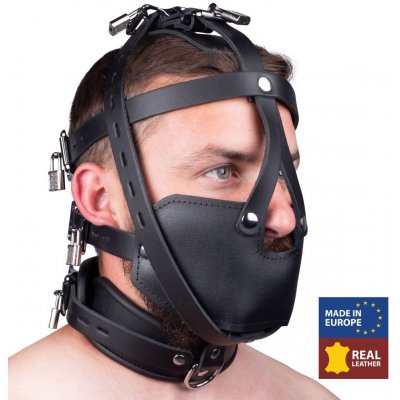 Kožený postroj na hlavu uzamykatelný – Zboží Mobilmania