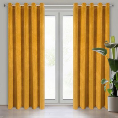 EUROFIRANY ZATEMŇOVACÍ ZÁVĚS NA KROUŽCÍCH VILLA 140X250 CM HOŘČICOVÁ – Sleviste.cz