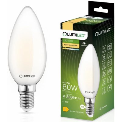 Lumiled LED žárovka LED E14 B35 7W = 60W 806lm 3000K Teplá bílá 360° Filament – Hledejceny.cz