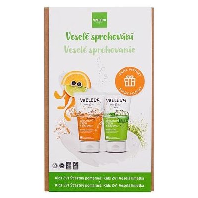 Weleda Kids Happy Shower : sprchový krém a šampon Happy Orange 2in1 Shampoo & Shower Cream 150 ml + sprchový krém a šampon Lively Lime 2in1 Shampoo & Shower Cream 150 ml pro děti