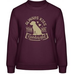 AWDis Sweat mikina Design Always kiss your dog Purpurovočervená