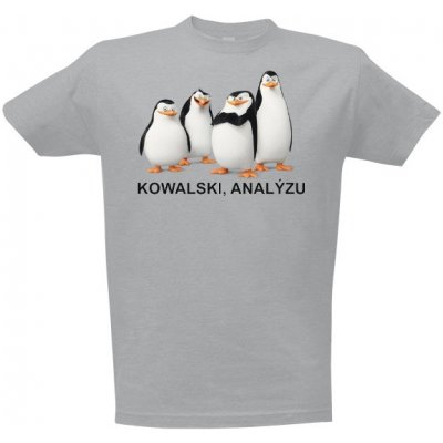 tričko s potiskem tučňáci z Madagaskaru pánské Carribean blue