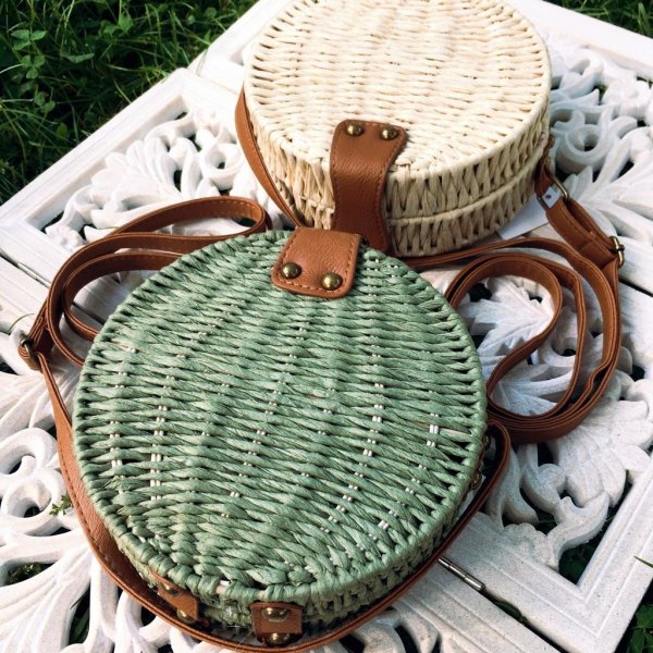Kabelka Smilargan Pletená slaměná košíková kabelka Maya zelená