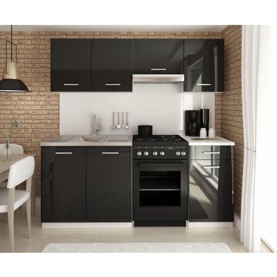 FRONTI Kuchyňská linka LUIZA 180x120 cm Černý lesk – Zboží Dáma