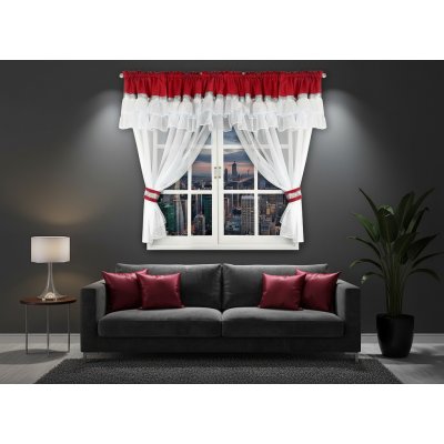 MyBestHome FLY Krátká záclona se zirkony FLORENCE bílá/červená 400x150 cm – Hledejceny.cz