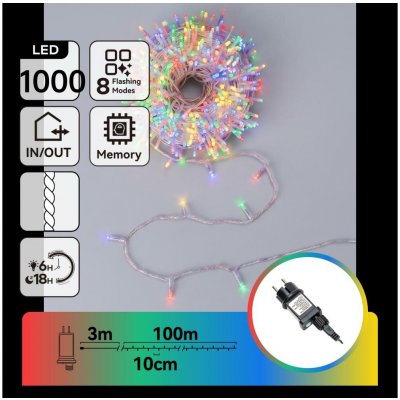 Aigostar B.V. LED Venkovní vánoční řetěz 1000xLED/8 funkcí 103m IP44 multicolor B10303AFRO – Hledejceny.cz