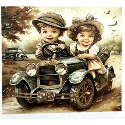 Norimpex diamantové malování 30 x 40 cm Děti ve starobylém autě – Hledejceny.cz