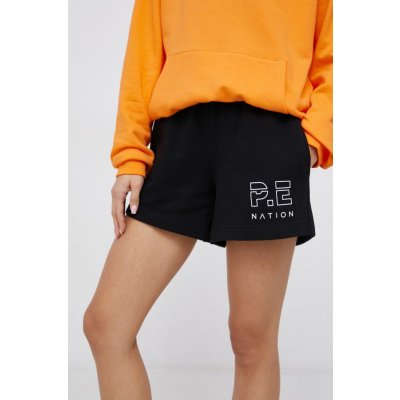 P.E Nation Bavlněné šortky dámské hladké high waist 21PE3S169 černá