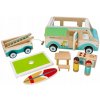 Dřevěná hračka Adam Toys Dřevěnný autokaravan s přívěsem a příslušenstvím