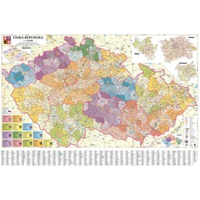 Česká republika administrativní - nástěnná mapa 135 x 90 cm, lamino + stříbrný hliníkový rám – Hledejceny.cz