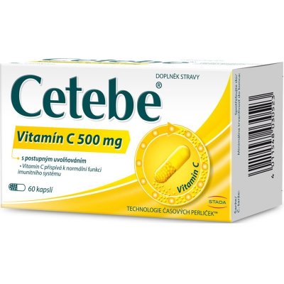 Cetebe Vitamin C 500 mg kapsle pro podporu imunity, snížení míry únavy a vyčerpání 60 ks – Zboží Mobilmania