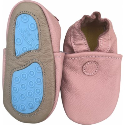 Carozoo kožené capáčky s gumovou podrážkou růžové – Zboží Dáma