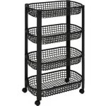 Kuchyňský servírovací vozík na kolečkách 4patrový černý prostorný 5five simply smart na úložení – Zboží Dáma