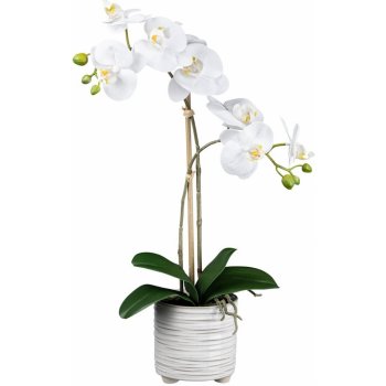 Gasper Umělá květina Orchidej v keramickém květináči, bílá, 50 cm