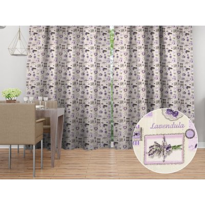 Biante Bavlněný závěs Sandra SA-479 Levandule na krémovém 135x240 cm – Sleviste.cz