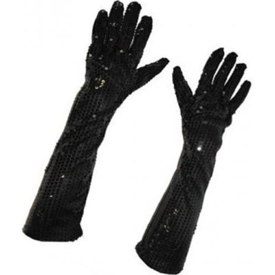 Dlouhé rukavice s flitry černé 45 cm