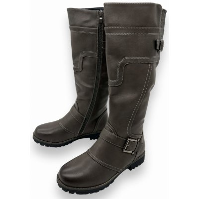 Listar Dámské nadměrné zimní kozačky šedé – Zboží Dáma