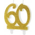 PARTYDECO Narozeninová svíčka 60 ZLATÁ 7 5 cm – Zboží Dáma