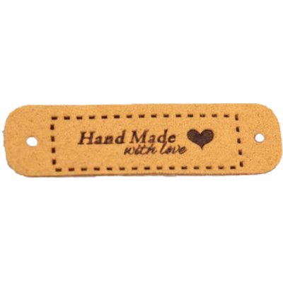 Pro Háčkování Hand Made koženková cedulka se srdíčkem 15x55 mm hořčicová – Zboží Mobilmania
