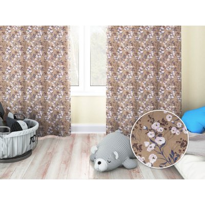 Biante Dětský dekorační závěs PML-036 Pnoucí květiny na hnědém 145x200 cm – Hledejceny.cz