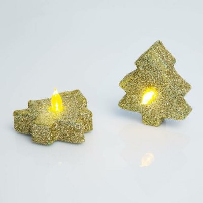 Family Christmas LED svíčka stromeček 2 ks zlatý – Hledejceny.cz