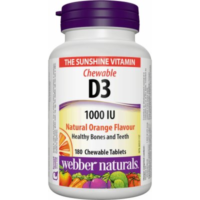 Webber naturals D3 1000 IU 180 žvýkacích tablet pomeranč
