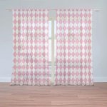 Záclony Růžovobílé kosočtverce: 2 ks - 150x250 cm - Sablio – Hledejceny.cz