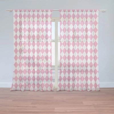 Záclony Růžovobílé kosočtverce: 2 ks - 150x250 cm - Sablio – Hledejceny.cz