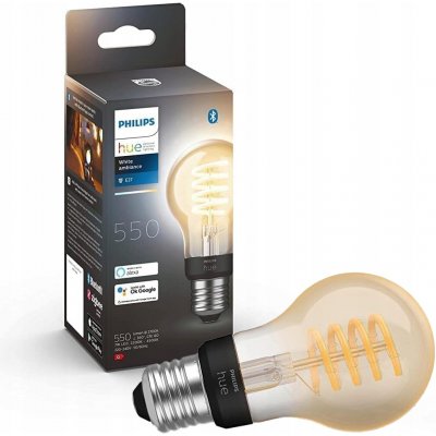 Philips Hue Bluetooth LED White Ambiance filamentová žárovka 8719514301429 E27 A60 7W 550lm 2200-4500K černá, stmívatelná Studená bílá – Zboží Živě