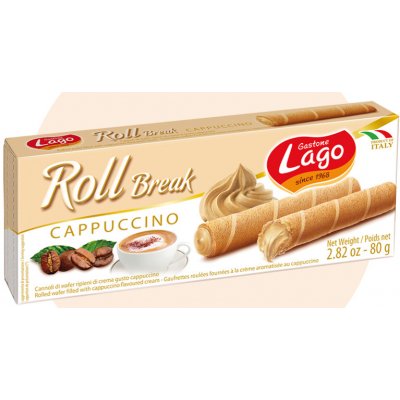 Gastone Lago Roll Break plněné trubičky s příchutí cappuccino 80 g – Zbozi.Blesk.cz