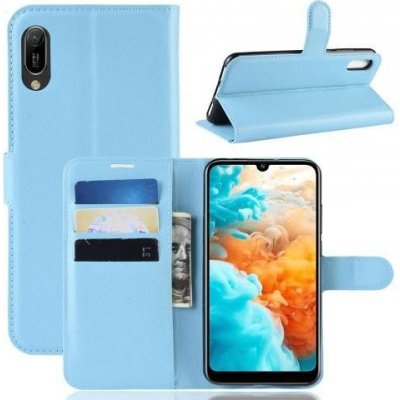 Pouzdro Litchi PU kožené peněženkové Huawei Y6 2019 - modré – Zboží Mobilmania