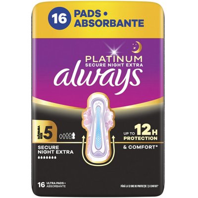 Always Hygienické vložky s křidélky Platinum Secure Night Extra vel. 5 16 ks – Hledejceny.cz