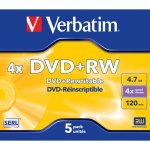 Verbatim DVD+RW 4,7GB 4x, jewel, 5ks (43229) – Zboží Živě