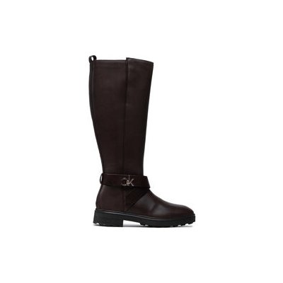 Calvin Klein Kozačky ve vojenském stylu Knee Boot 20 W/Hdw HW0HW00607 Hnědá – Zboží Mobilmania