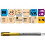Závitník strojní M4x0,7 ISO2 HSSCo5 TiN DIN 376 B3660 CZZ3660-M4-ISO2