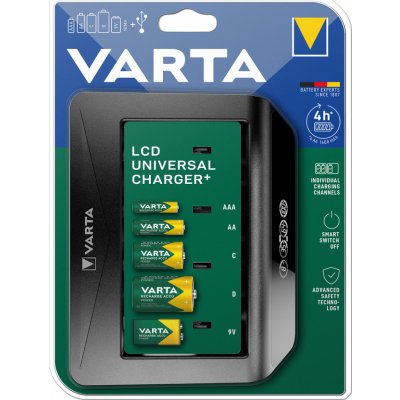 Nabíječka VARTA Universal 1-4 AA, AAA, C, D, 1x 9V, 1x USB, 4hodiny