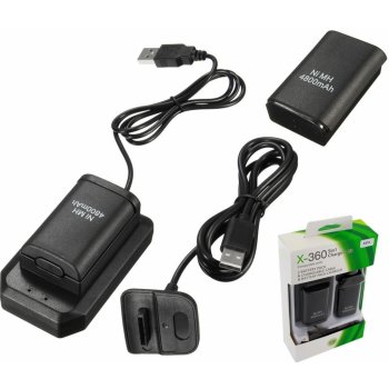 APT KX7A 2x XBOX 360 Baterie USB kabel, černá