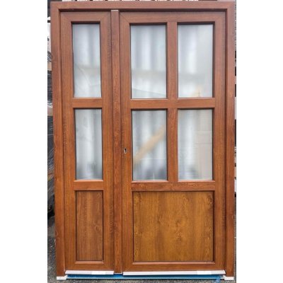 SOFT vchodové plastové dvoukřídlé dveře Aruba 130x200 cm, zlatý dub/bílá – Zboží Mobilmania