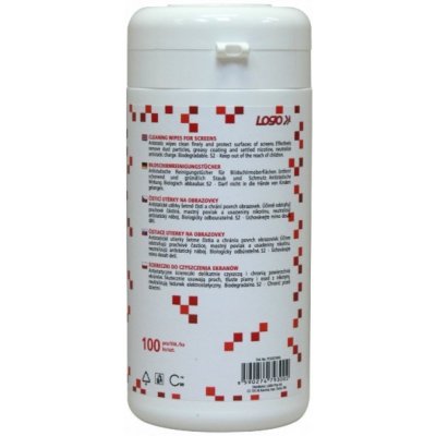 Logo čisticí trhací ubrousky na obrazovky dóza 100 ks – Sleviste.cz