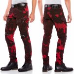Cipo & Baxx kalhoty pánské CD558 jeans moto design bordó – Zboží Dáma