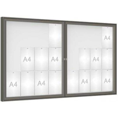 PROCITY Venkovní vitrína model 1000 dvoukřídlá, 24 x A4, plexi, šedá PRO | Zboží Auto