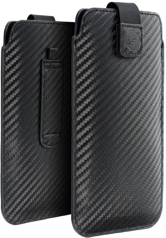 Pouzdro Forcell POCKET Carbon Case Samsung Galaxy A41 / S20 / A6 2018 / A20e HUAWEI P20 / Y5 2019