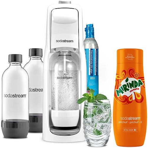 Sodastream JET WHITE + Lahev DuoPack 1l + Sirup MIRINDA 440 ml