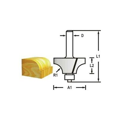 Zaoblovací fréza s ložiskem stopka 6mm, 28,6x14,5x57mm, Makita D-48321 – Sleviste.cz