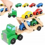 Kruzzel 22698 Dětská dřevěná odtahovka s autíčky – Zboží Dáma