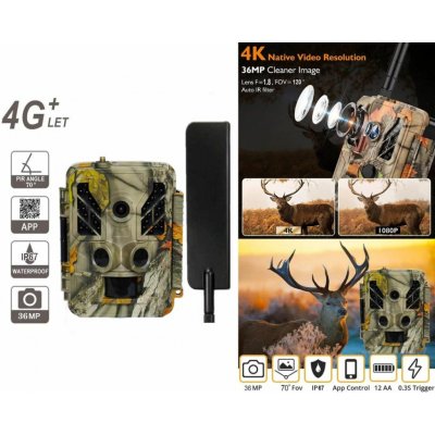 MMS fotopast na zvířata - foto past s odesíláním - 4G LTE 12MP s FULL HD 1080P s GPS – Zboží Mobilmania