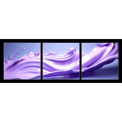 Obraz 3D třídílný - 150 x 50 cm - Abstract purple fluid art in bright colors. Lavender background for advertising cosmetic products.Generative Ai content. – Zboží Mobilmania