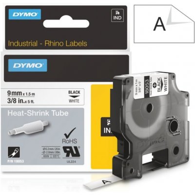 Páska Dymo Rhino bužírky, 9mm (18053) bílá, černý tisk, 1,5m – Zboží Živě